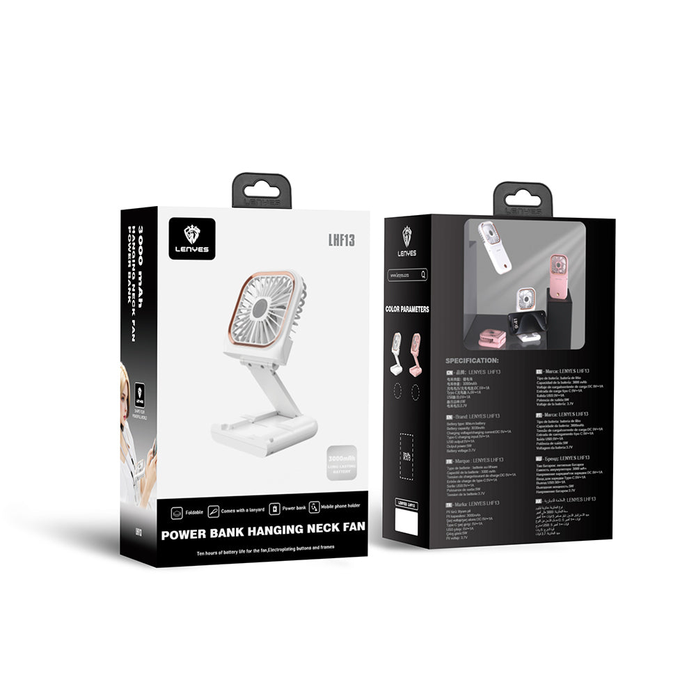Lenyes LHF13 Powerbank Özellikli Standlı Portatif Soğutucu El Fanı Beyaz