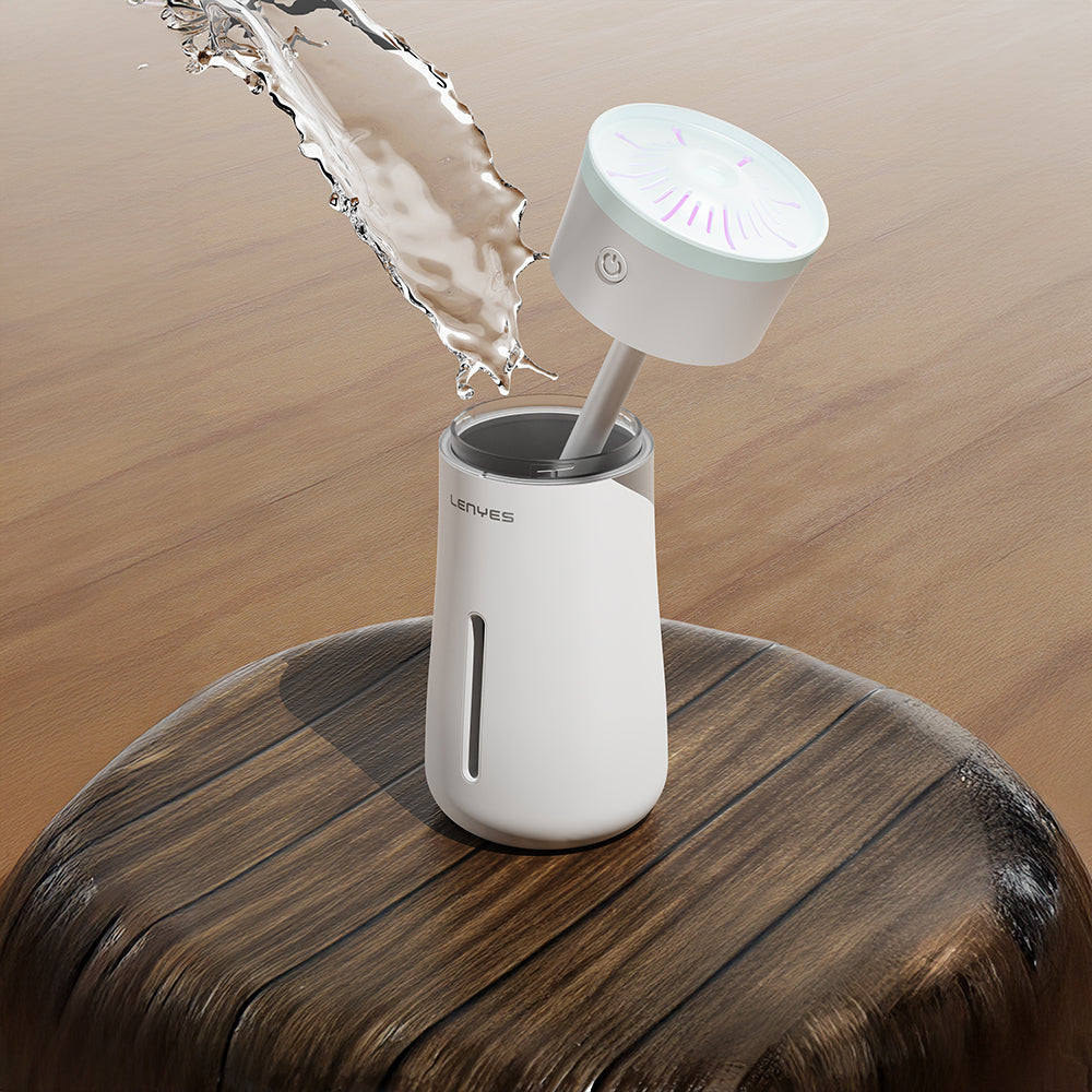 Lenyes LHU03 Vazo Tipi RGB Atmosfer Işıklı Nano Sprey Sessiz Hava Nemlendirici Beyaz