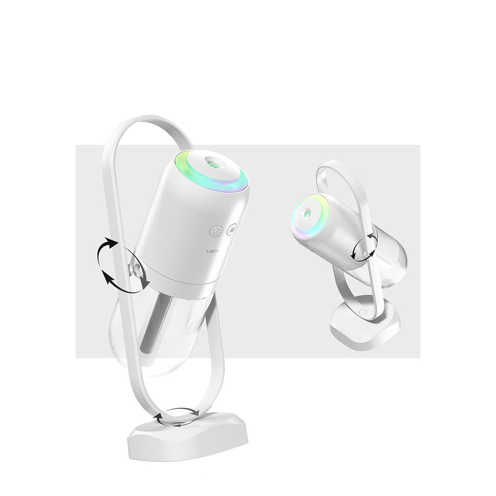 Lenyes LHU04 Kum Saati Tipi 360 Derece Dönebilen RGB Atmosfer Işıklı Sessiz Hava Nemlendirici Beyaz