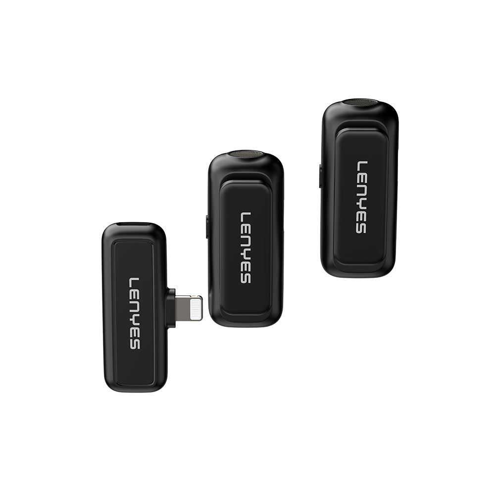 Lenyes LM201 Lightning Şarj Portlu Kablosuz Yaka Mikrofonu Siyah