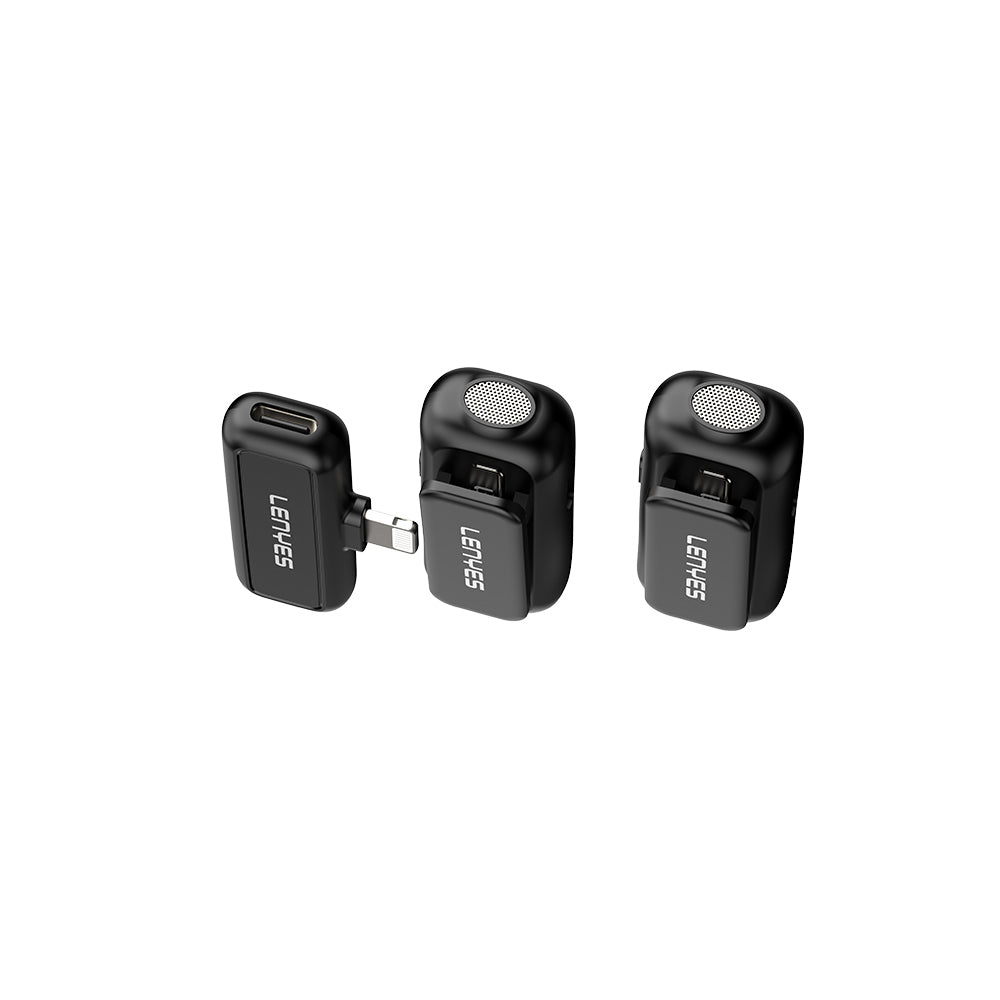 Lenyes LM201 Lightning Şarj Portlu Kablosuz Yaka Mikrofonu Siyah