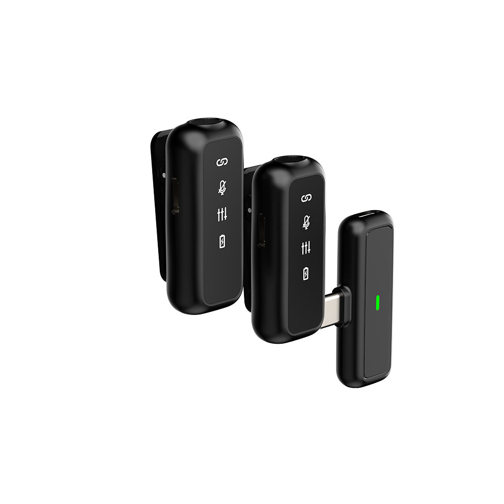 Lenyes LM201 Type-C Şarj Portlu Kablosuz Yaka Mikrofonu Siyah