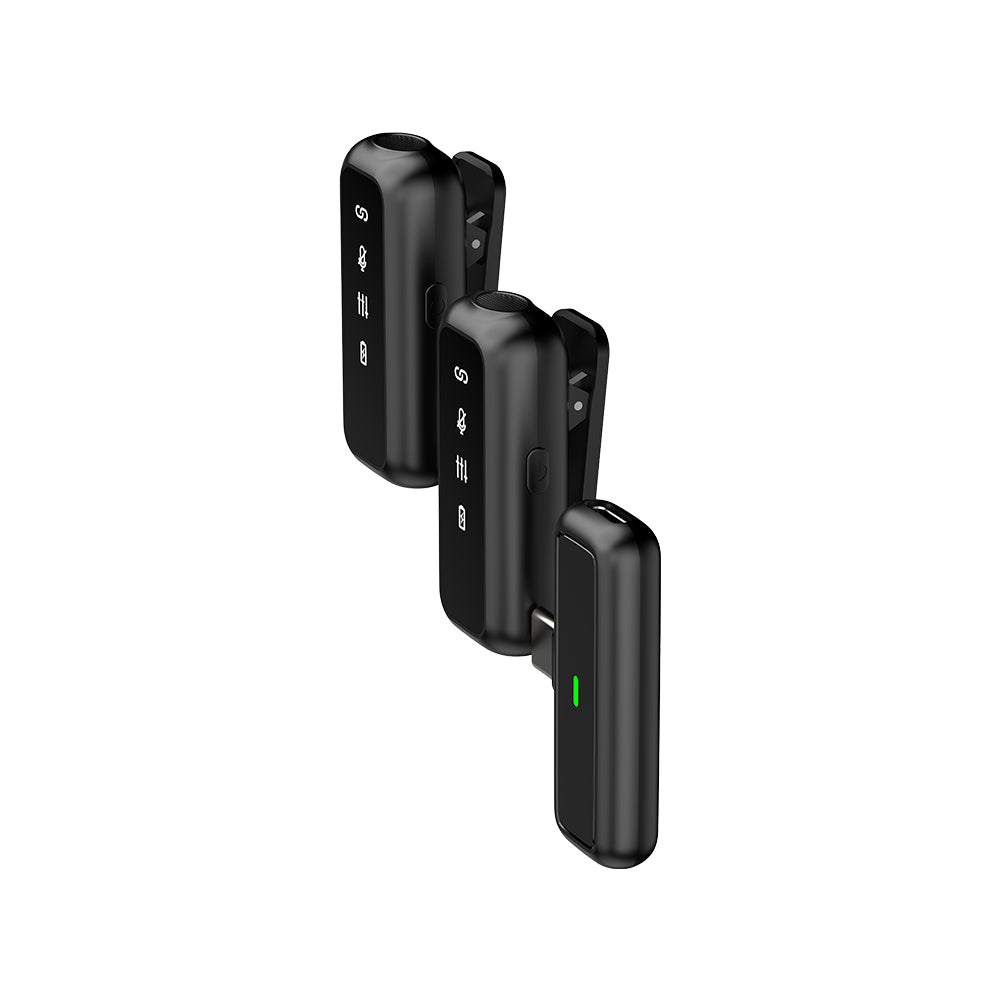 Lenyes LM201 Type-C Şarj Portlu Kablosuz Yaka Mikrofonu Siyah