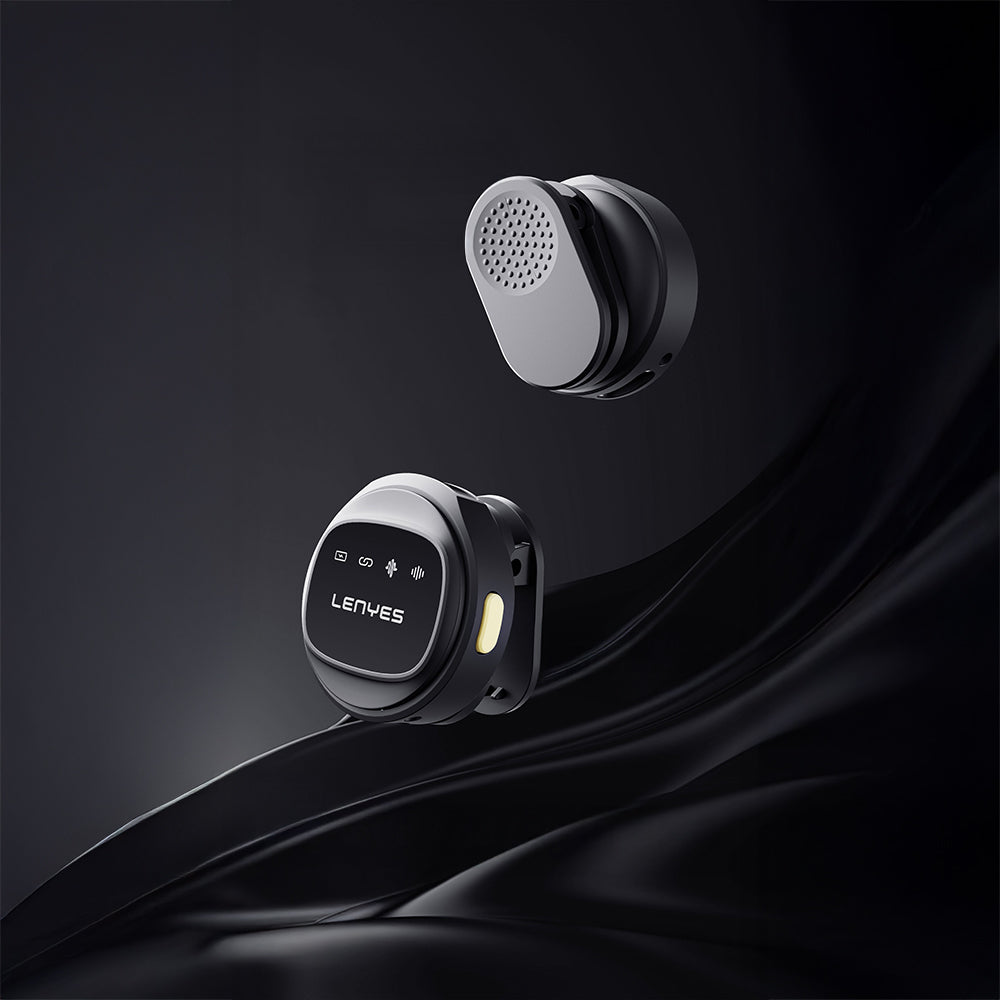 Lenyes LM204-L Type-C Şarj Portlu Akıllı Gürültü Engelleyicili Lightning Bağlantılı Kablosuz Yaka Mikrofonu Siyah