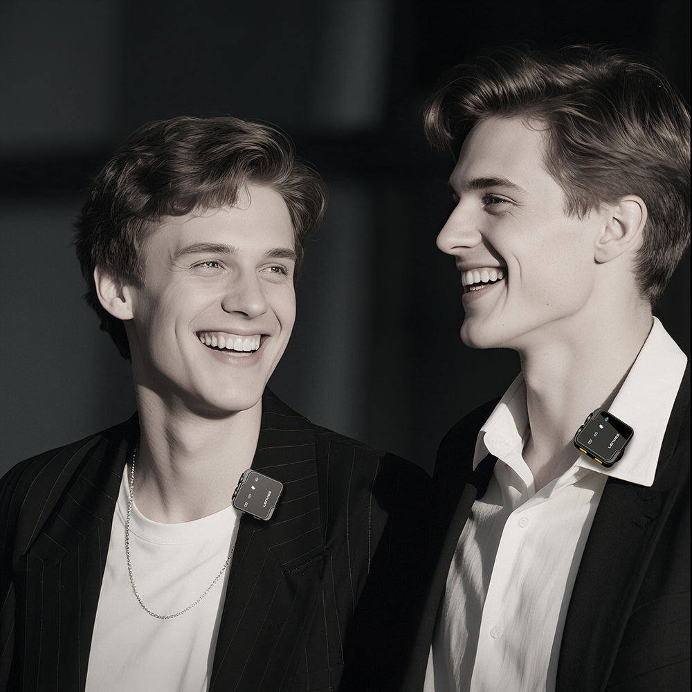 Lenyes LM205 2in1 Type-C Şarj Portlu Yapay Zeka Gürültü Engelleyicili Type-C ve Lightning Bağlantılı Kablosuz Yaka Mikrofonu Siyah