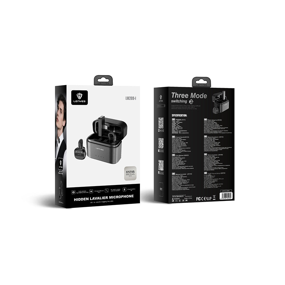 Lenyes LM209 Lightning Portlu Kablosuz Yaka Mikrofonu Siyah