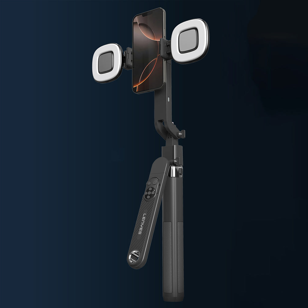 Lenyes LPH108 Canlı Yayın Dolgu Işıklı Kumandalı 360 Derece Dönebilen Selfie Çubuğu ve Tripod Siyah