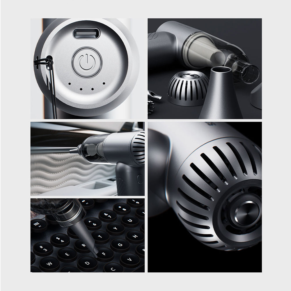 Lenyes LTF02 Dijital LED Göstergeli 4 Kademeli Çok Fonksiyonlu Turbo El Fanı Gri