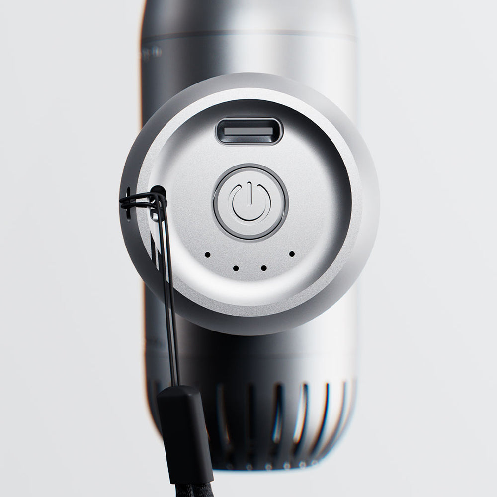 Lenyes LTF02 Dijital LED Göstergeli 4 Kademeli Çok Fonksiyonlu Turbo El Fanı Gri