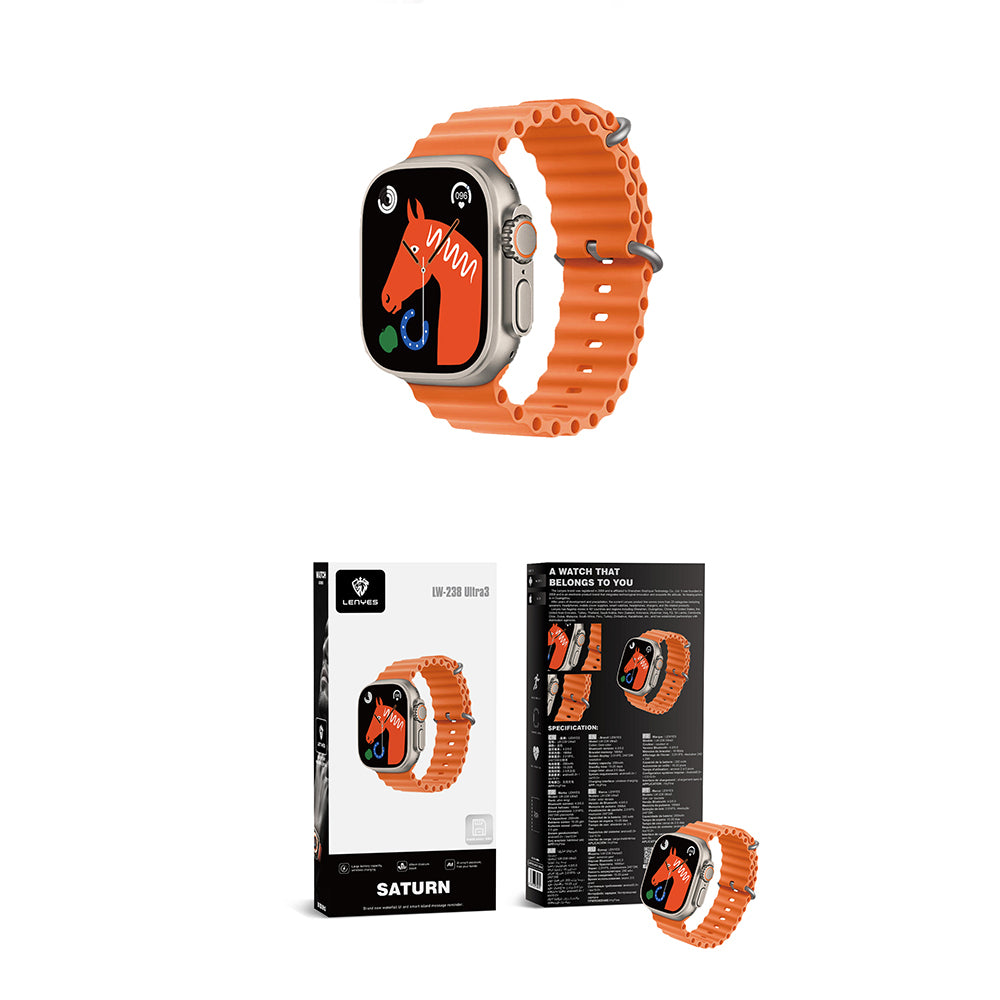 Lenyes LW-238 Ultra3 Saturn Serisi iOS ve Android Uyumlu Akıllı Saat Siyah