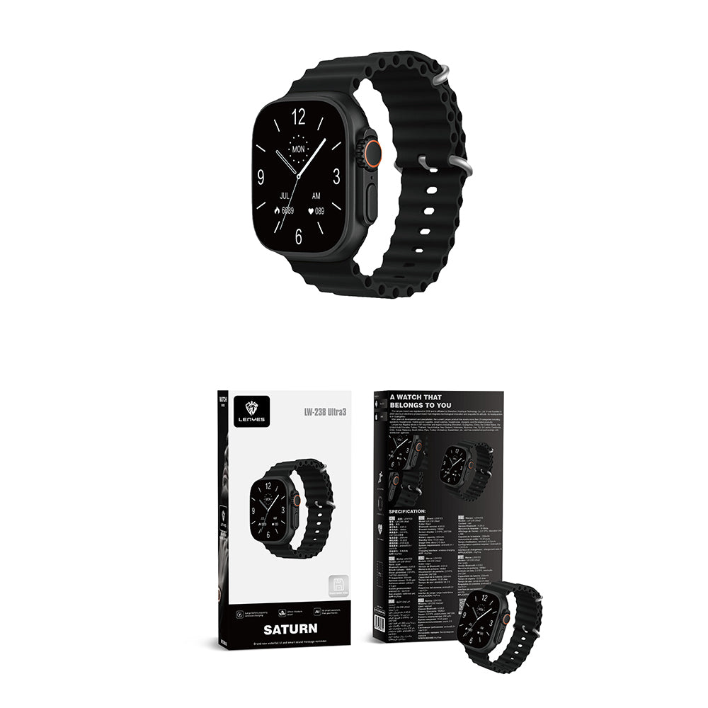 Lenyes LW-238 Ultra3 Saturn Serisi iOS ve Android Uyumlu Akıllı Saat Gold