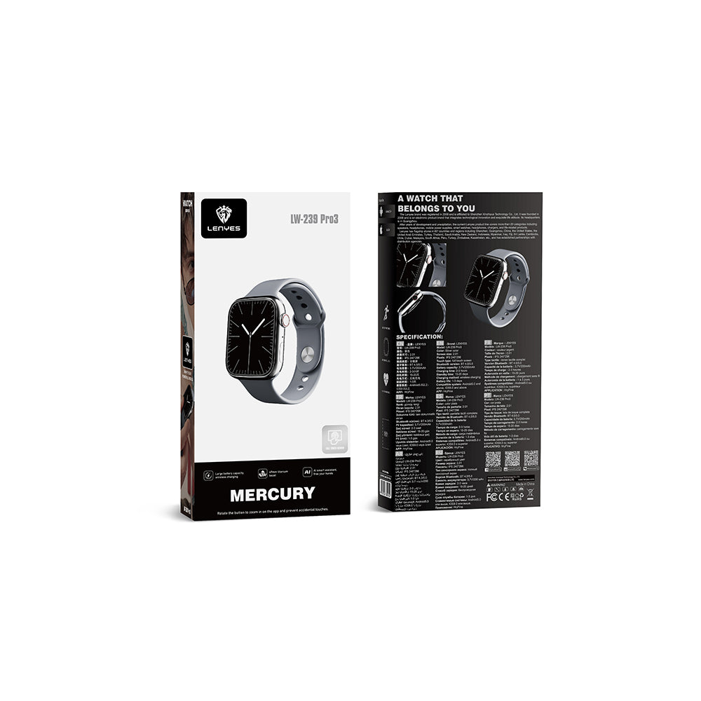 Lenyes LW-239 Pro3 iOS ve Android Uyumlu Akıllı Saat Gümüş