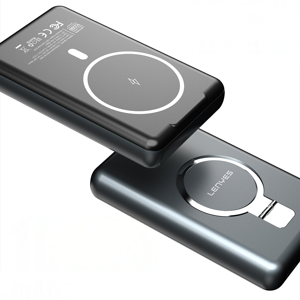 Lenyes PW1001D PD 22.5W Hızlı Şarj Özellikli Standlı Wireless Powerbank 15W 10000mAh Gri