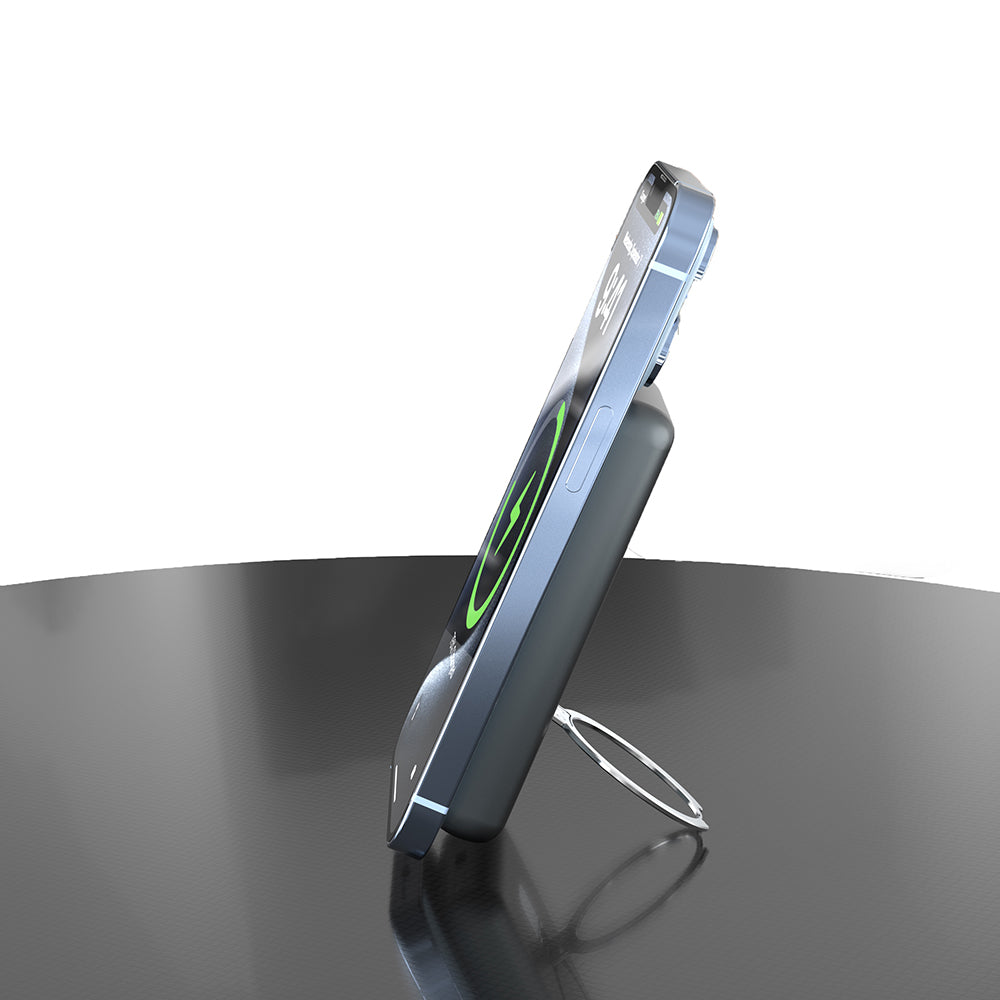 Lenyes PW1001D PD 22.5W Hızlı Şarj Özellikli Standlı Wireless Powerbank 15W 10000mAh Gri