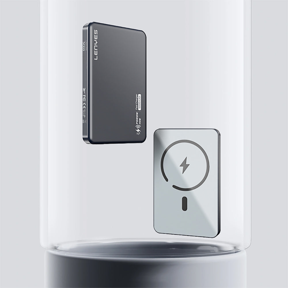 Lenyes PW119D PD 20W Ultra İnce Hızlı Şarj Özellikli Wireless Powerbank 15W 10.000mAh Füme
