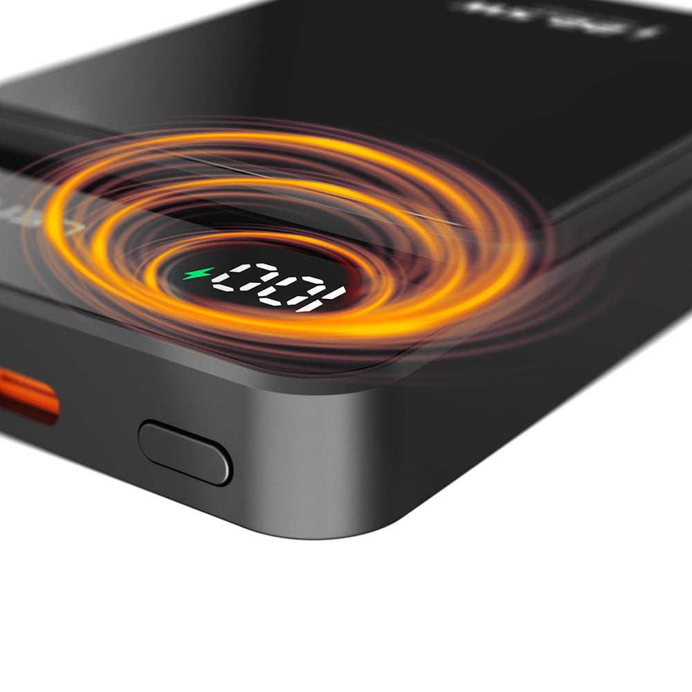 Lenyes PW126D Dijital LED Ekranlı Kablosuz Şarj Özellikli Powerbank 22.5W 10.000mAh Siyah