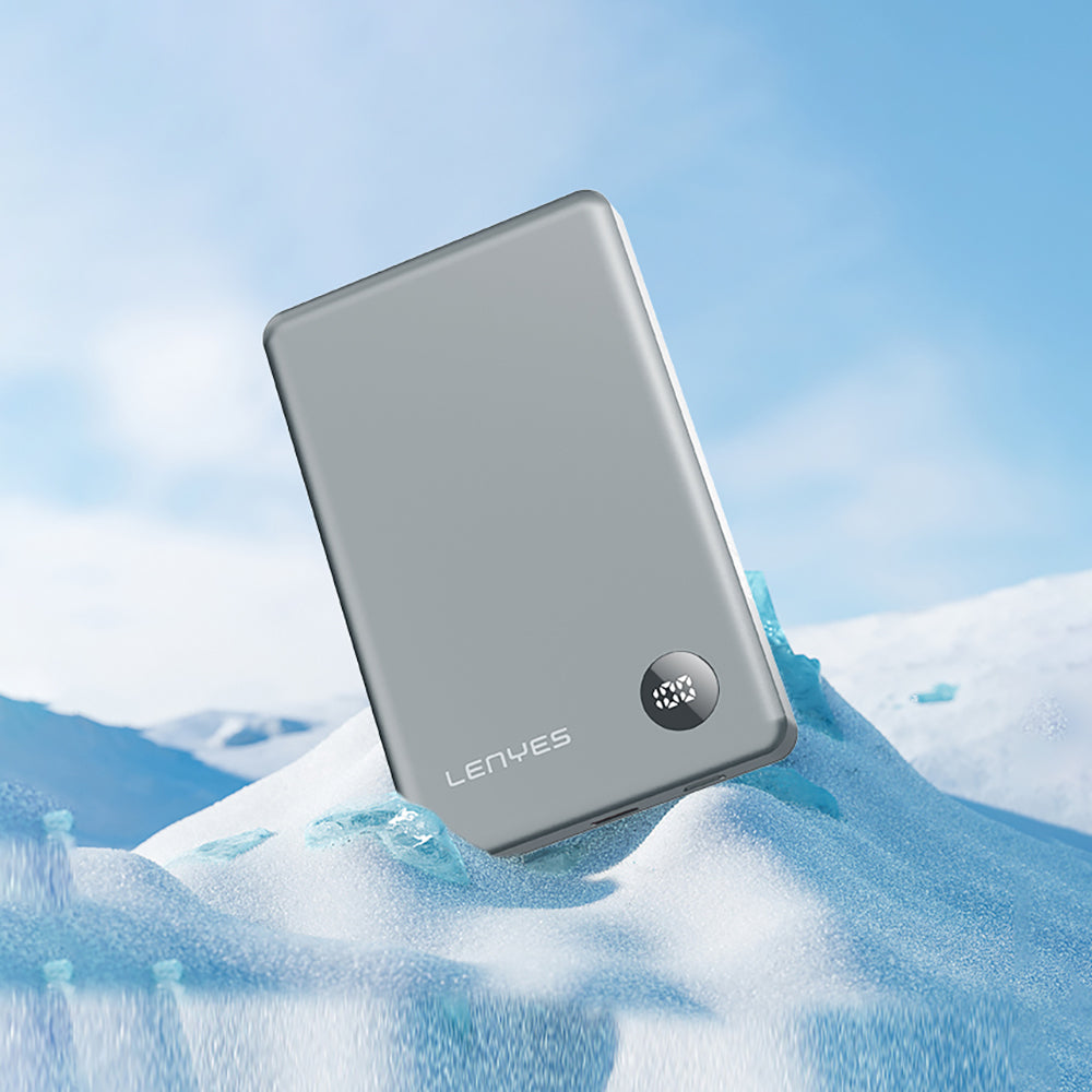 Lenyes PW137D 20W Ultra İnce Dijital LED Ekranlı Wireless Powerbank 15W 10000mAh Füme