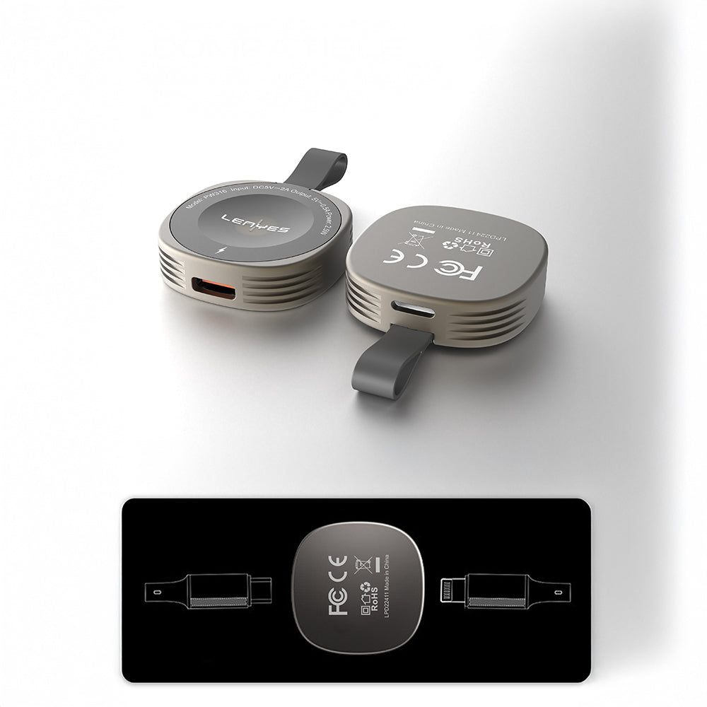 Lenyes PW316 Akıllı Saat Mini Wireless Magnetik Şarj Aleti 2.5W Gri