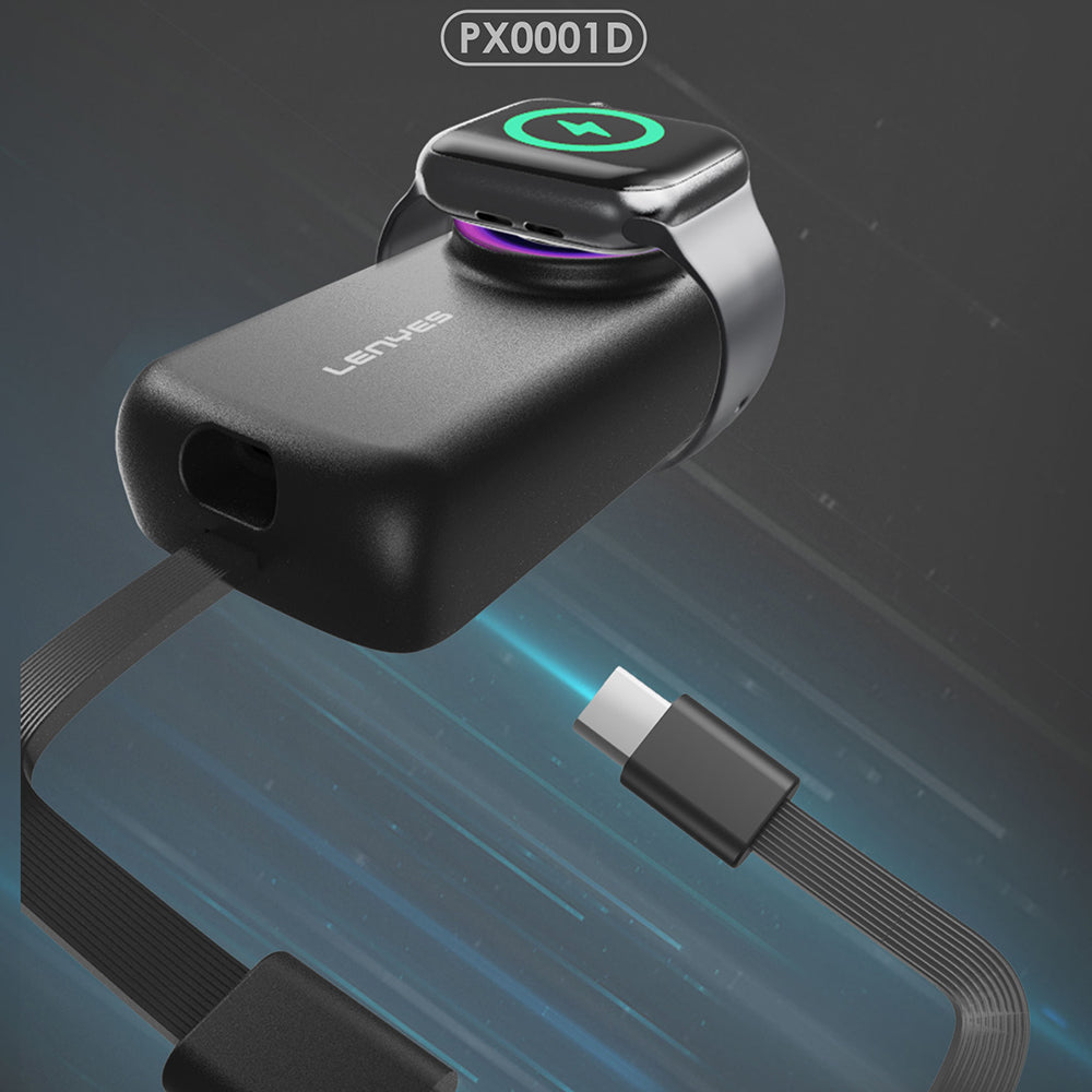 Lenyes PX0001D Akıllı Saat Kablosuz Şarj Özellikli Taşınabilir Type-C Kablolu Powerbank 2000mAh 2W Siyah