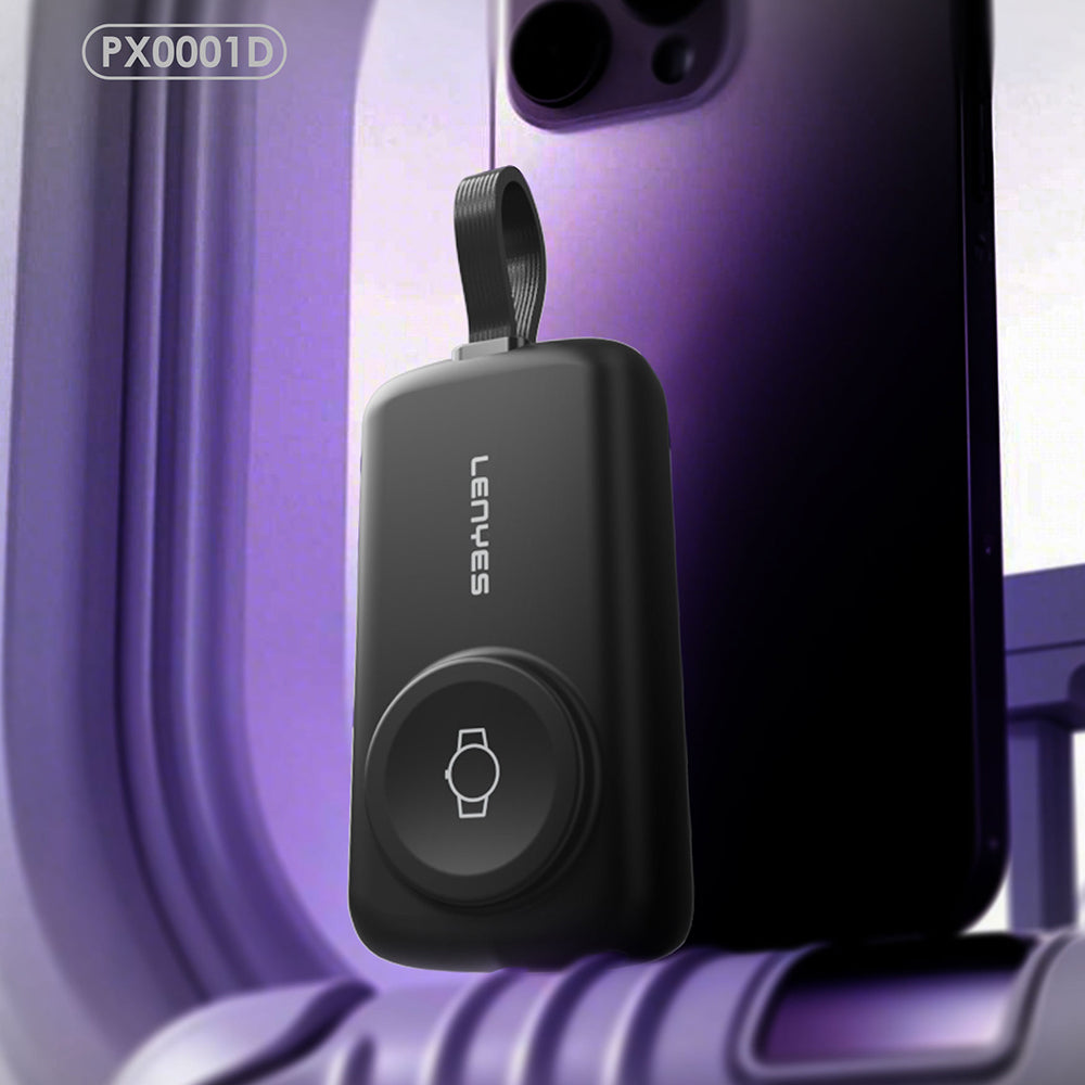 Lenyes PX0001D Akıllı Saat Kablosuz Şarj Özellikli Taşınabilir Type-C Kablolu Powerbank 2000mAh 2W Siyah
