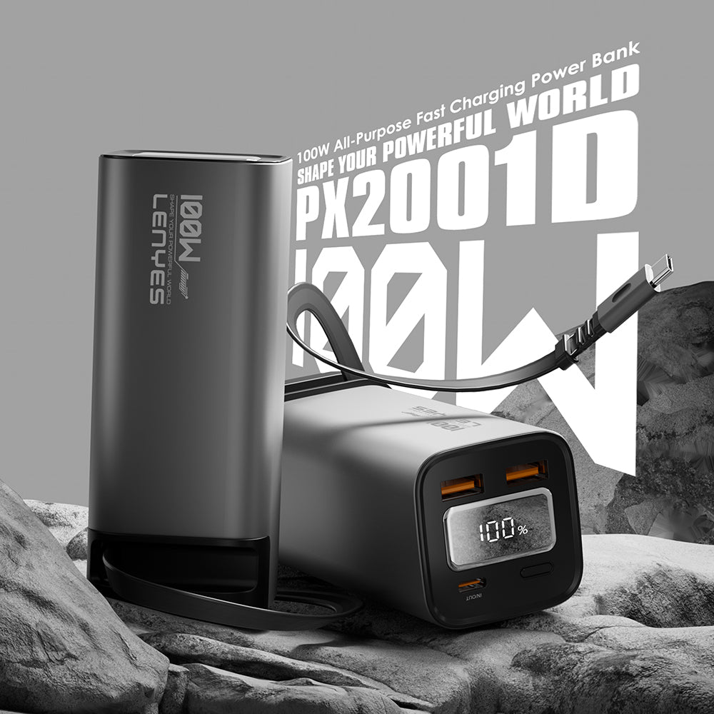 Lenyes PX2001D Hızlı Şarj Özellikli Dijital LED Göstergeli Taşınabilir Powerbank 100W 20000mAh Gümüş