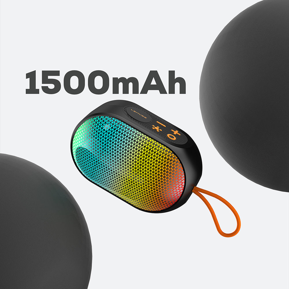 Lenyes S212 Su Geçirmez RGB Işıklı Askılı Taşınabilir Kablosuz Bluetooth Hoparlör v5.3 Siyah