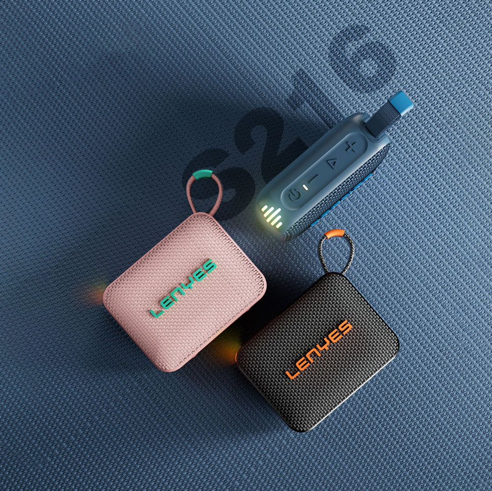Lenyes S216 Su Geçirmez Özellikli RGB Işıklı Askılı Mini Bluetooth Speaker Hoparlör v5.3 Siyah