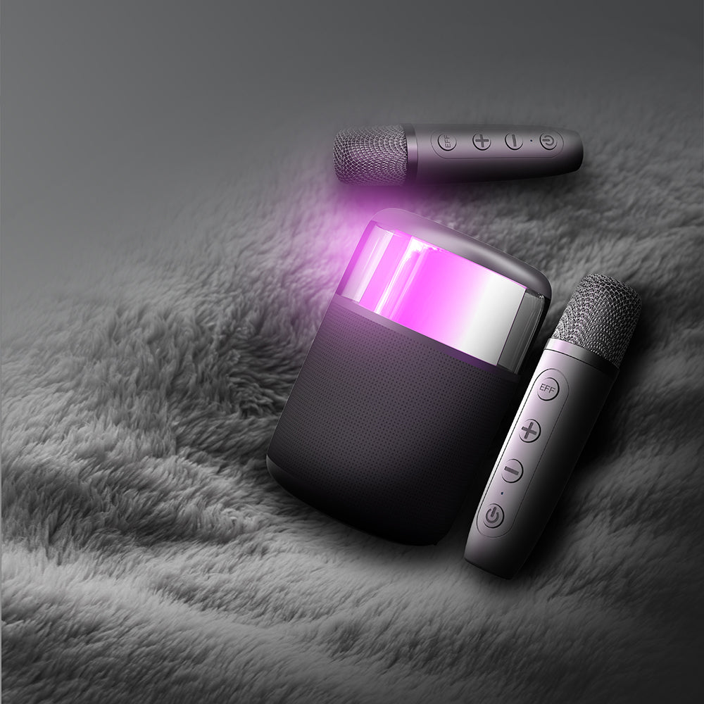 Lenyes S217 RGB Işıklı Karaoke Mikrofonlu Bluetooth Speaker Hoparlör v5.3 Siyah