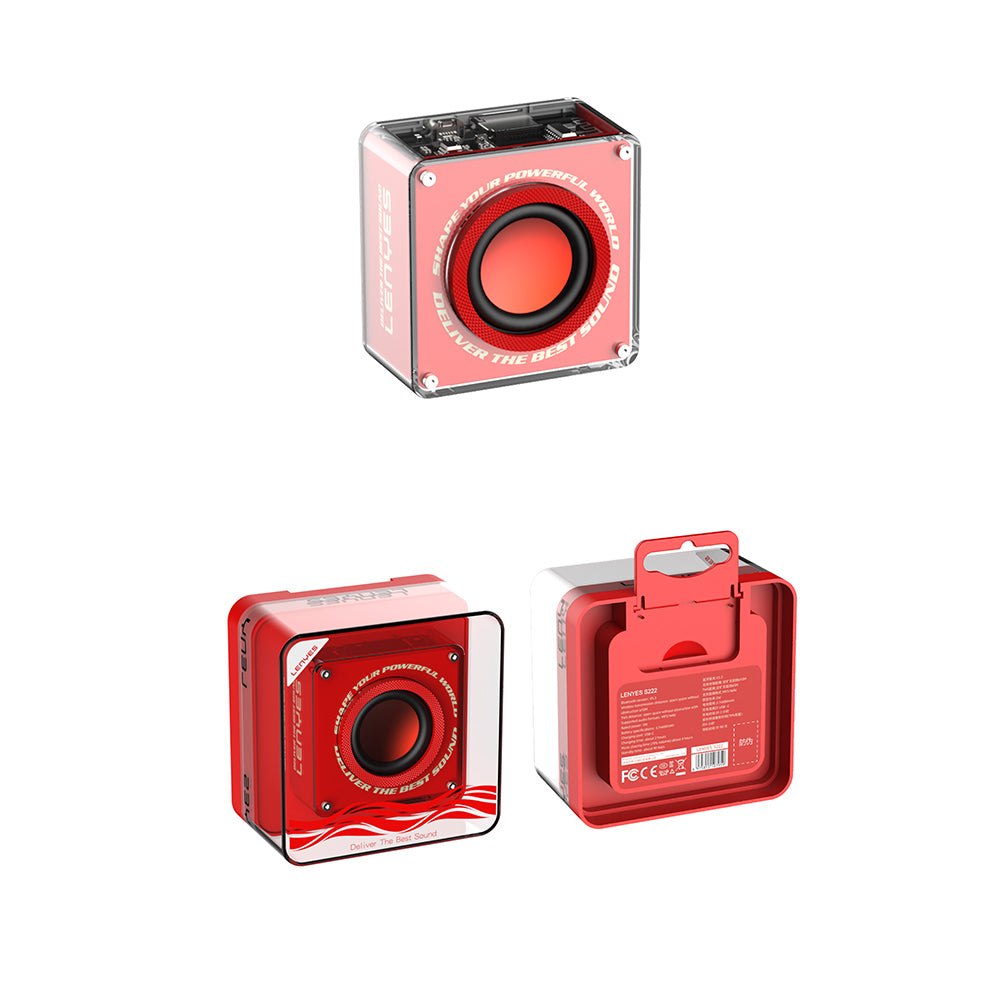 Lenyes S222 Mini TWS Kablosuz Bluetooth Hoparlör v5.3 5W Kırmızı