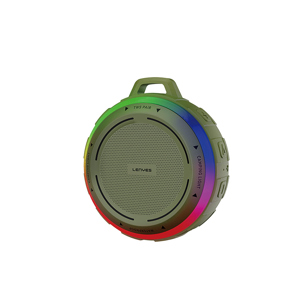 Lenyes S223 RGB Işıklı Askı Aparatlı Mini Bluetooth Speaker Hoparlör v5.3 Yeşil