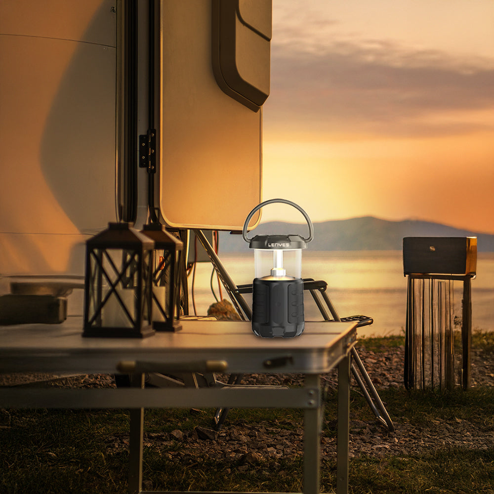 Lenyes S230 Kamp Gece Lambalı Bluetooth Speaker Hoparlör v5.3 Siyah