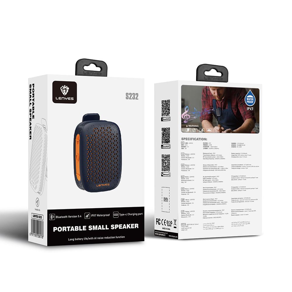 Lenyes S232 TWS Mandallı Bluetooth Speaker Hoparlör v5.4 Sarı