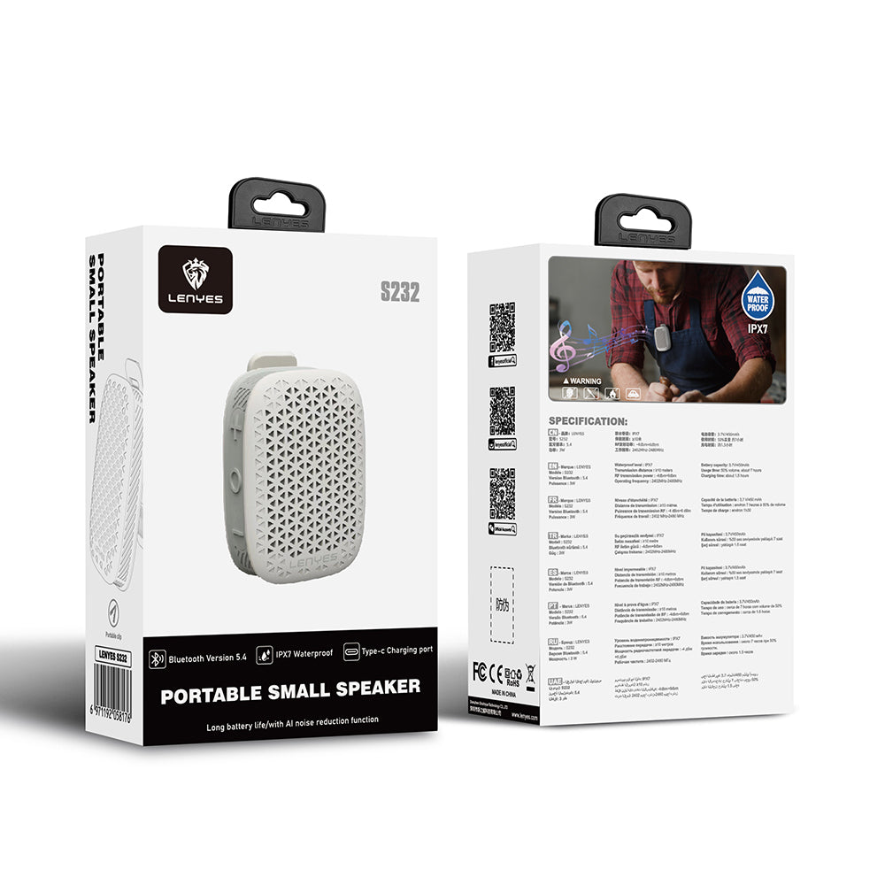 Lenyes S232 TWS Mandallı Bluetooth Speaker Hoparlör v5.4 Sarı