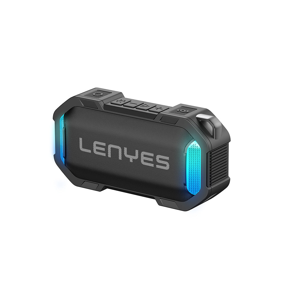 Lenyes S233 Ritme Duyarlı RGB Işıklı Taşınabilir Su Geçirmez TWS Bluetooth Hoparlör Siyah