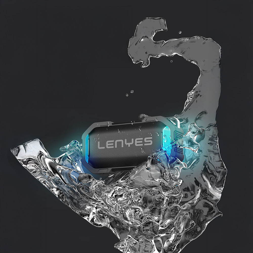 Lenyes S233 Ritme Duyarlı RGB Işıklı Taşınabilir Su Geçirmez TWS Bluetooth Hoparlör Siyah