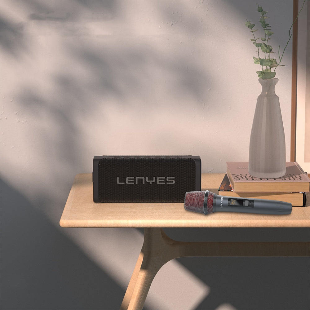 Lenyes S829 Karaoke Mikrofonlu Bluetooth Speaker Hoparlör v5.0 Siyah