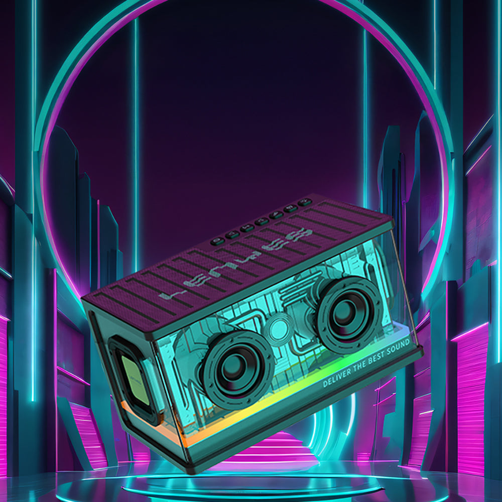 Lenyes S839 RGB Işıklı Taşınabilir TWS Bluetooth Hoparlör v5.2 Siyah