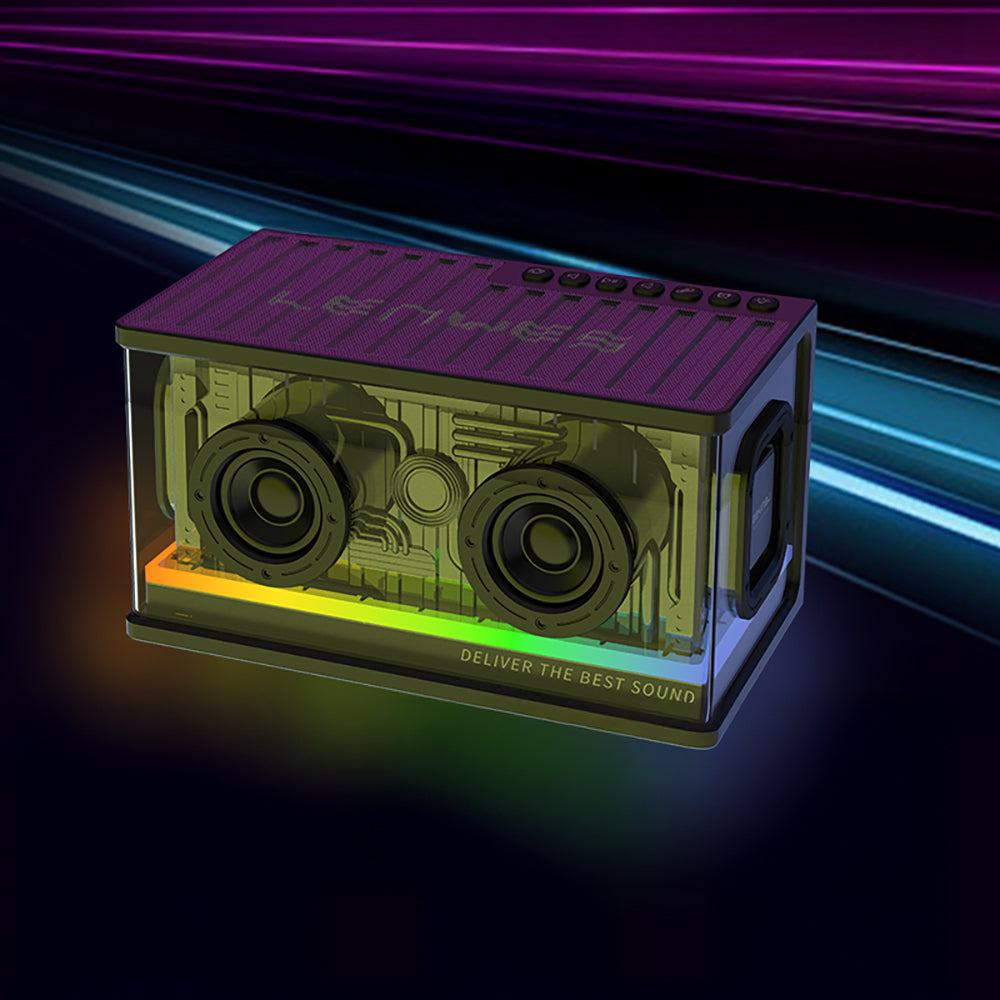 Lenyes S839 RGB Işıklı Taşınabilir TWS Bluetooth Hoparlör v5.2 Siyah