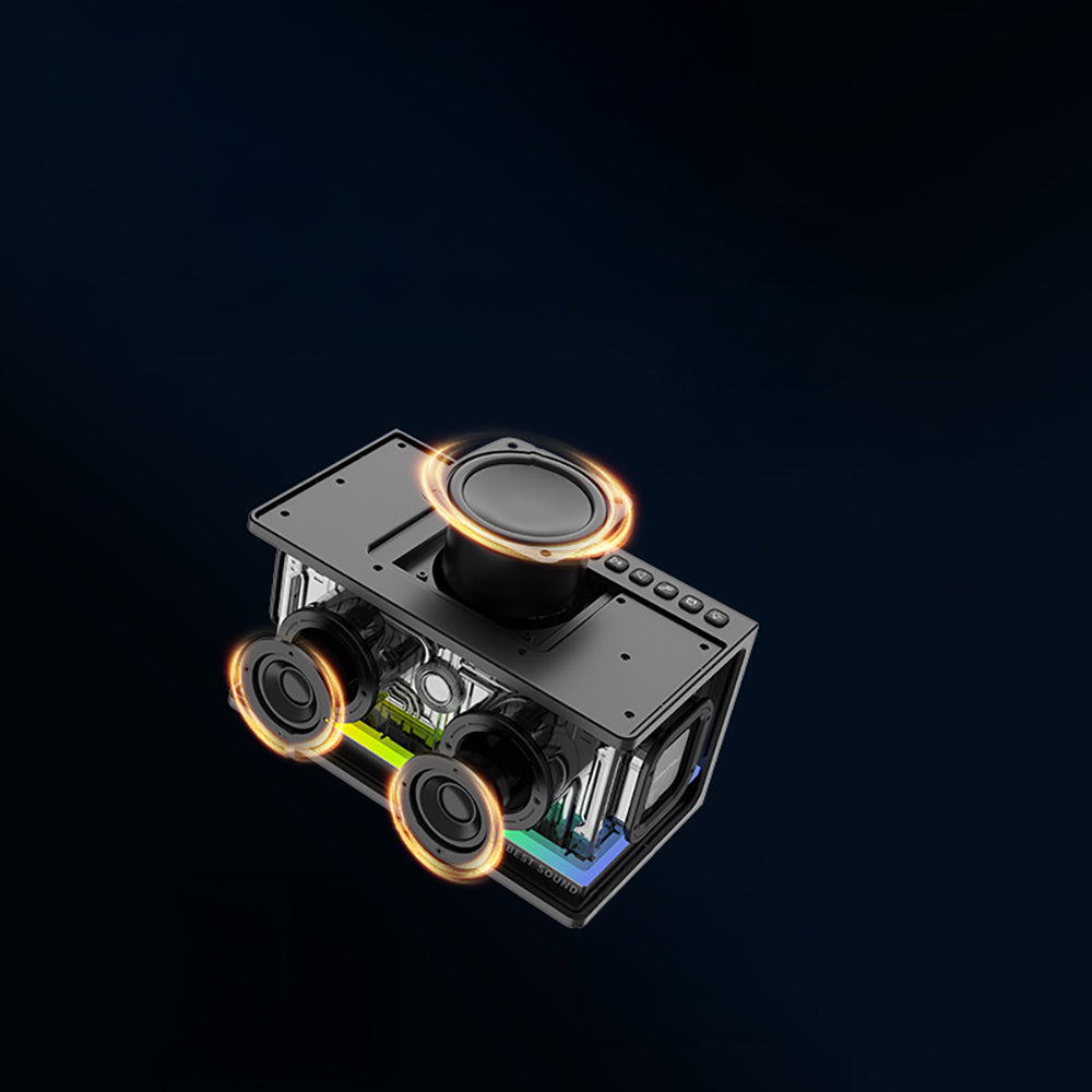 Lenyes S839 RGB Işıklı Taşınabilir TWS Bluetooth Hoparlör v5.2 Siyah