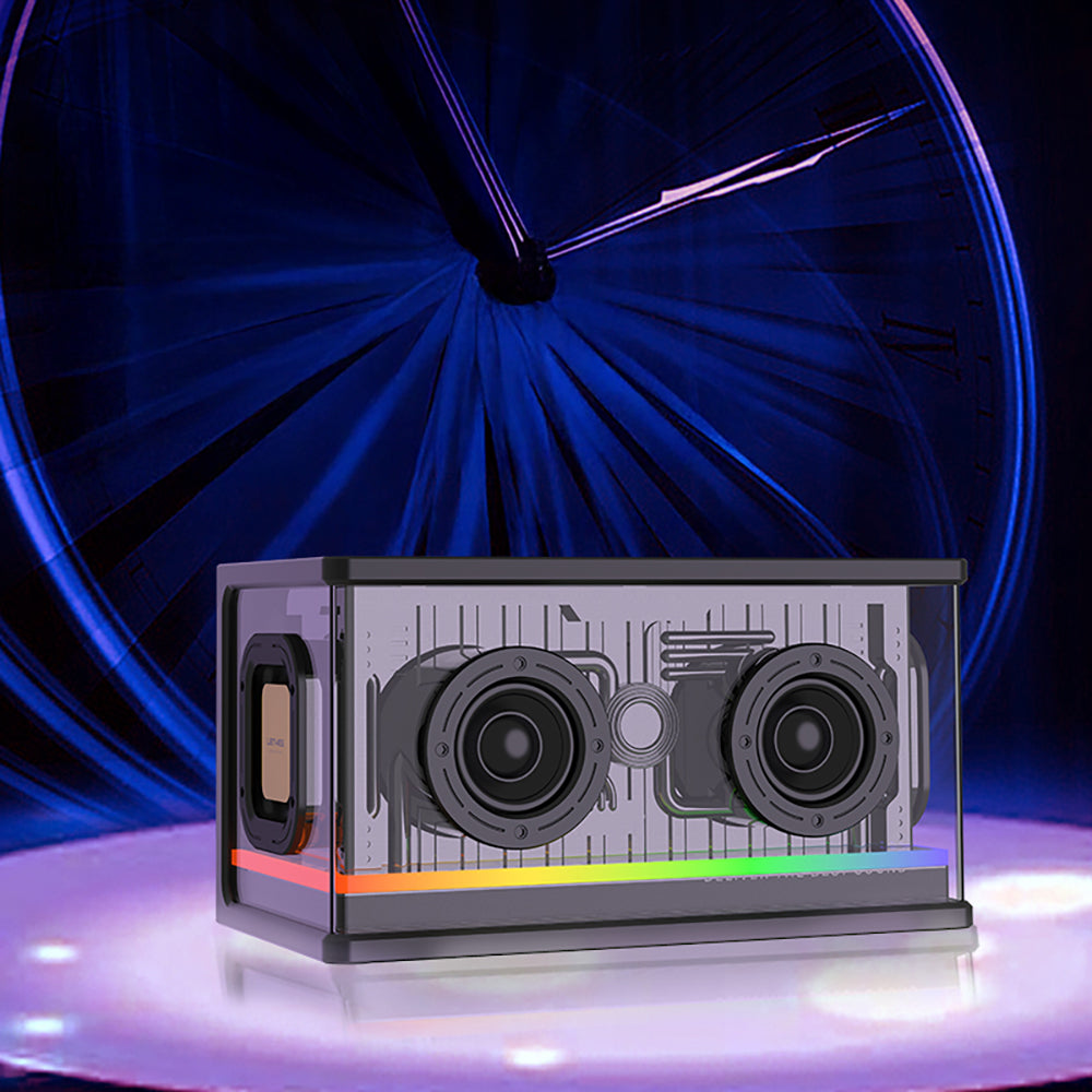 Lenyes S839 RGB Işıklı Taşınabilir TWS Bluetooth Hoparlör v5.2 Siyah