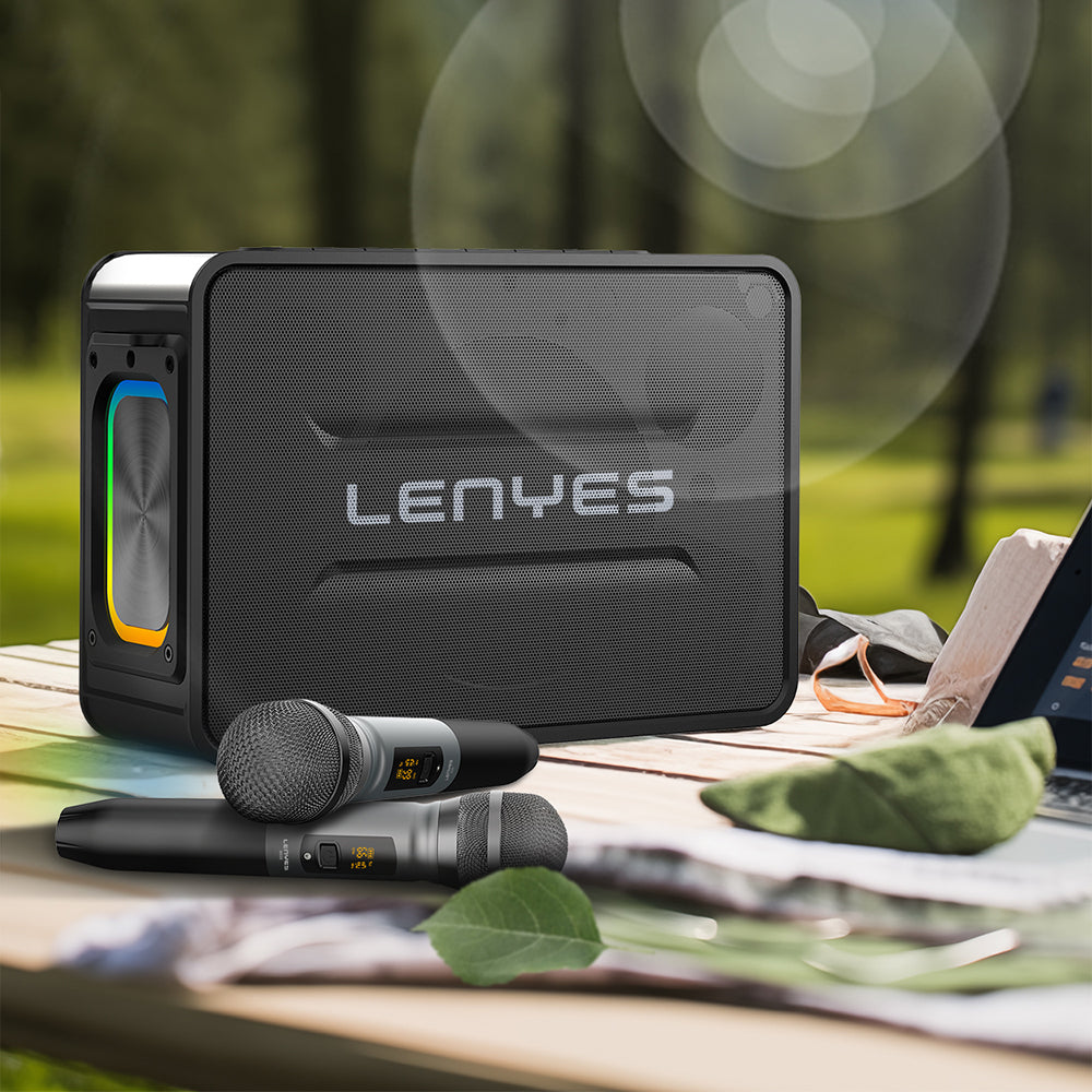 Lenyes S859 RGB Işıklı Çift Mikrofonlu TWS Bluetooth Speaker Hoparlör v5.3 Siyah