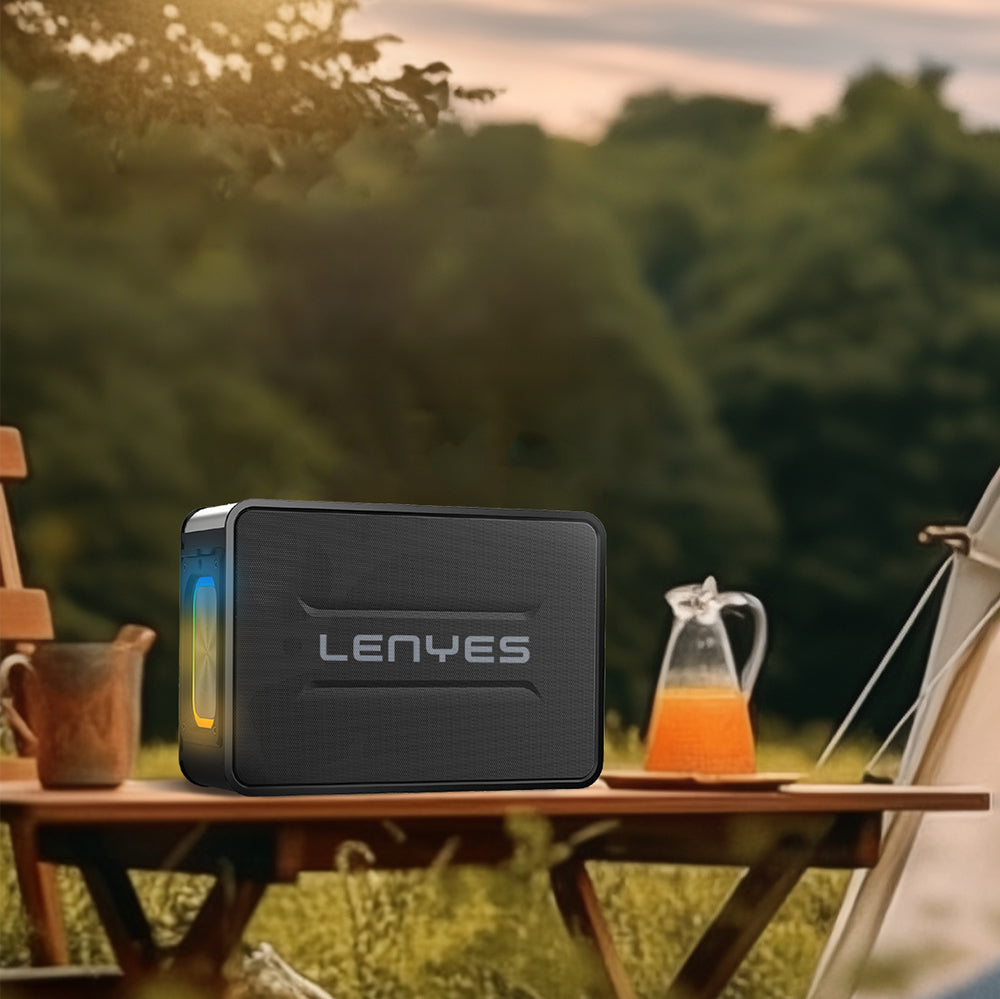 Lenyes S859 RGB Işıklı Çift Mikrofonlu TWS Bluetooth Speaker Hoparlör v5.3 Siyah