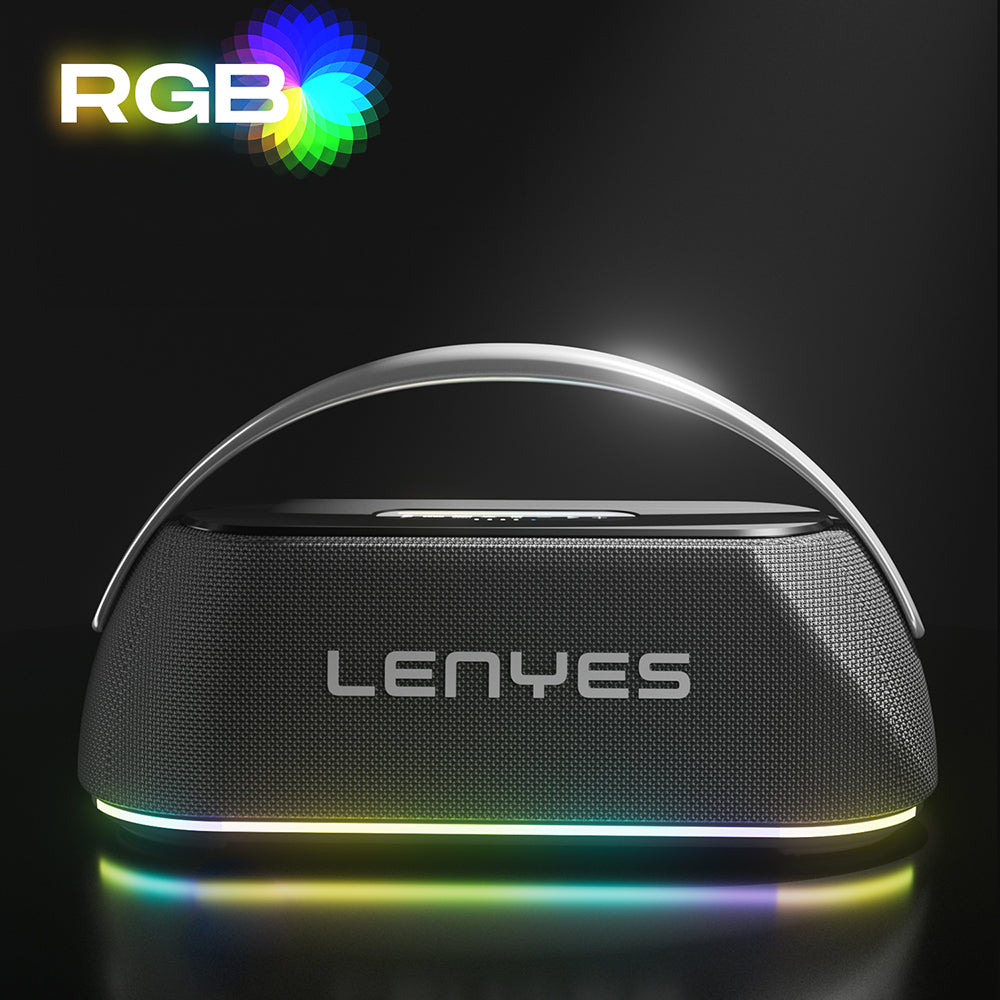 Lenyes S869 RGB Işıklı Çift Mikrofonlu Taşınabilir Bluetooth Hoparlör v5.3 Siyah