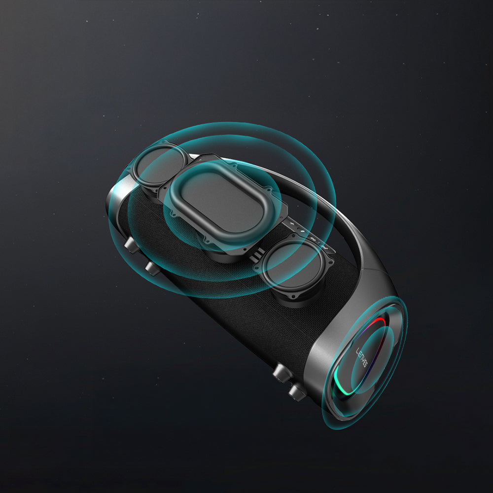 Lenyes S873 RGB Işıklı Taşınabilir Kumandalı&Mikrofonlu TWS Bluetooth Speaker Hoparlör v5.3 Siyah