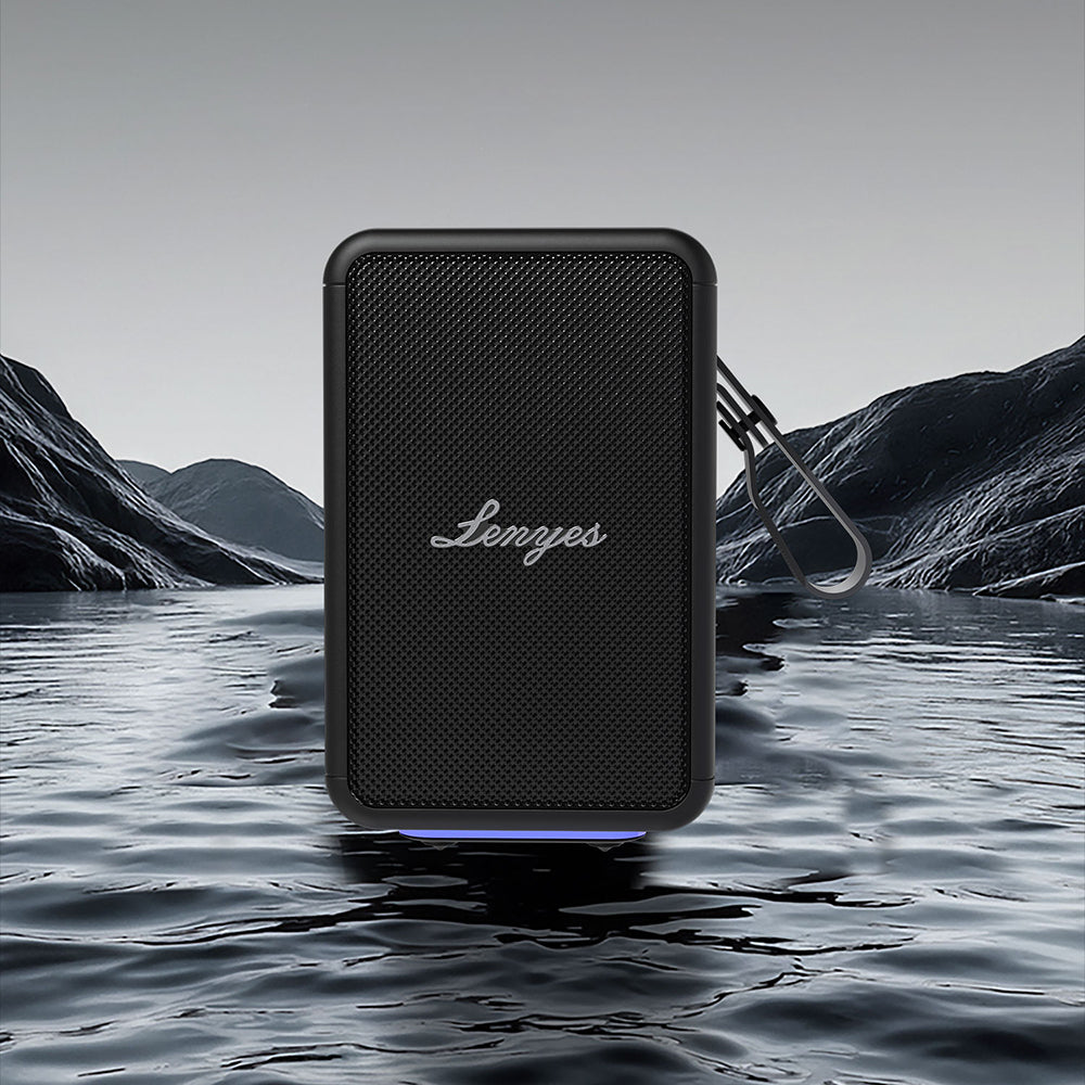 Lenyes S874 Su Geçirmez Özellikli RGB Işıklı Askılı Taşınabilir TWS Bluetooth Hoparlör v5.3 Siyah