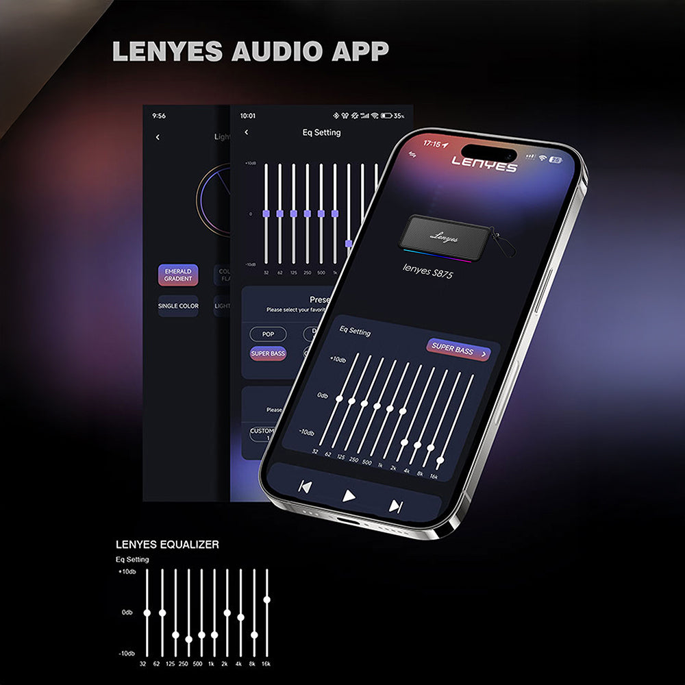 Lenyes S875 Elegance Serisi RGB Işıklı Taşınabilir Su Geçirmez TWS Bluetooth Hoparlör v5.3 40W Bej