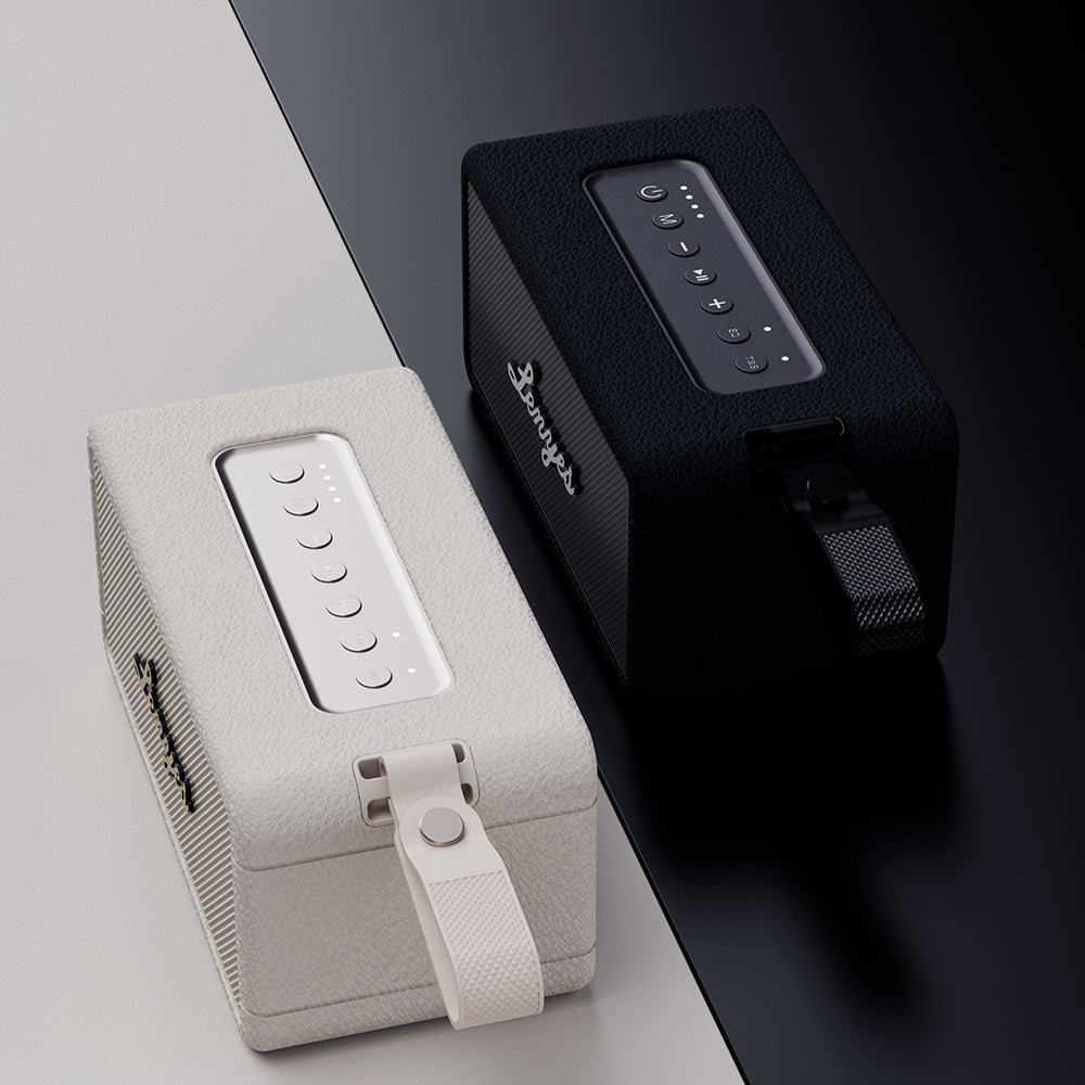 Lenyes S875 Elegance Serisi RGB Işıklı Taşınabilir Su Geçirmez TWS Bluetooth Hoparlör v5.3 40W Bej