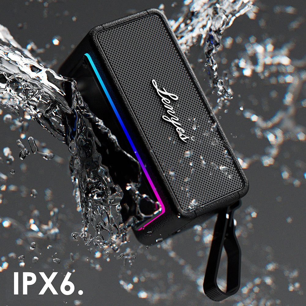 Lenyes S876 Supreme Serisi RGB Işıklı Taşınabilir Su Geçirmez TWS Bluetooth Hoparlör v5.3 45W Siyah