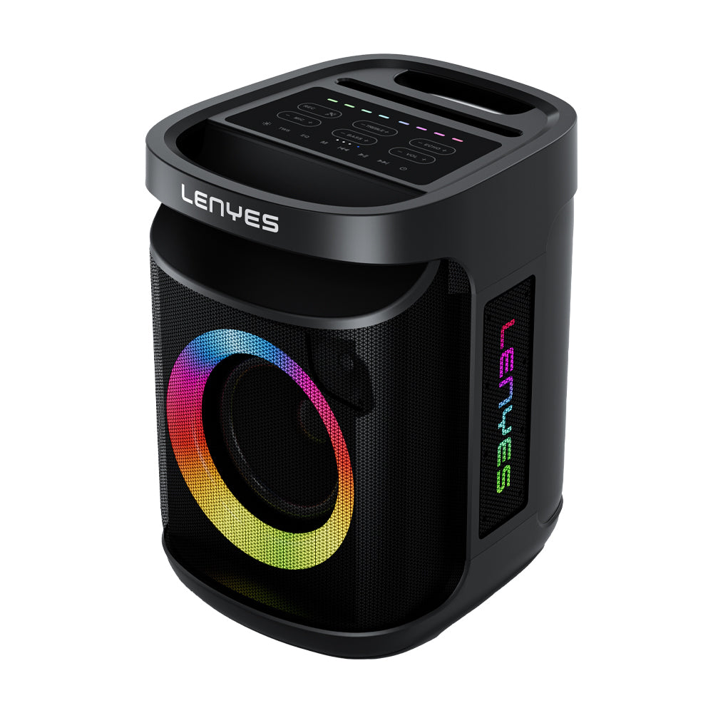 Lenyes S881 Su Geçirmez Mikrofonlu Çoklu Giriş RGB Işıklı TWS Karaoke FM Bluetooth Hoparlör v5.3 120W Siyah