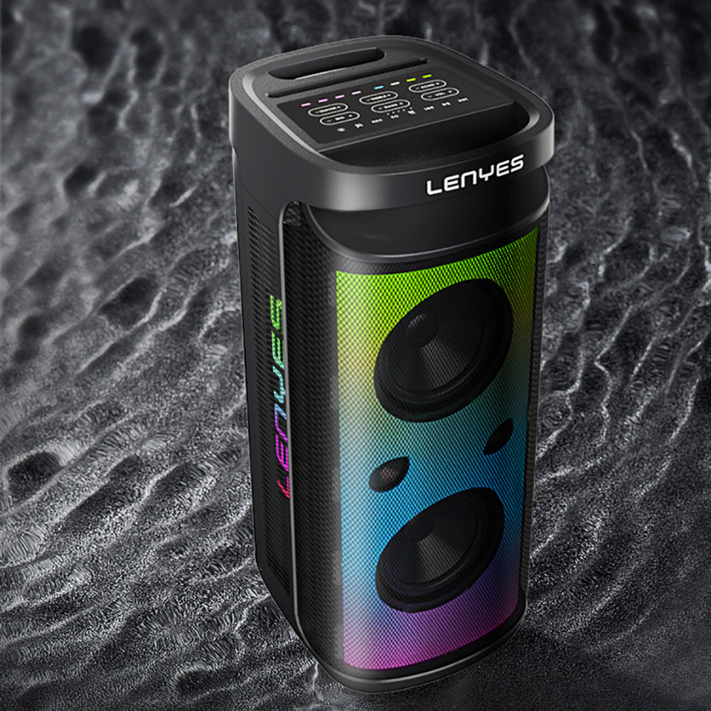 Lenyes S882 Su Geçirmez Mikrofonlu Çoklu Giriş RGB Işıklı TWS Karaoke FM Bluetooth Hoparlör v5.3 200W Siyah